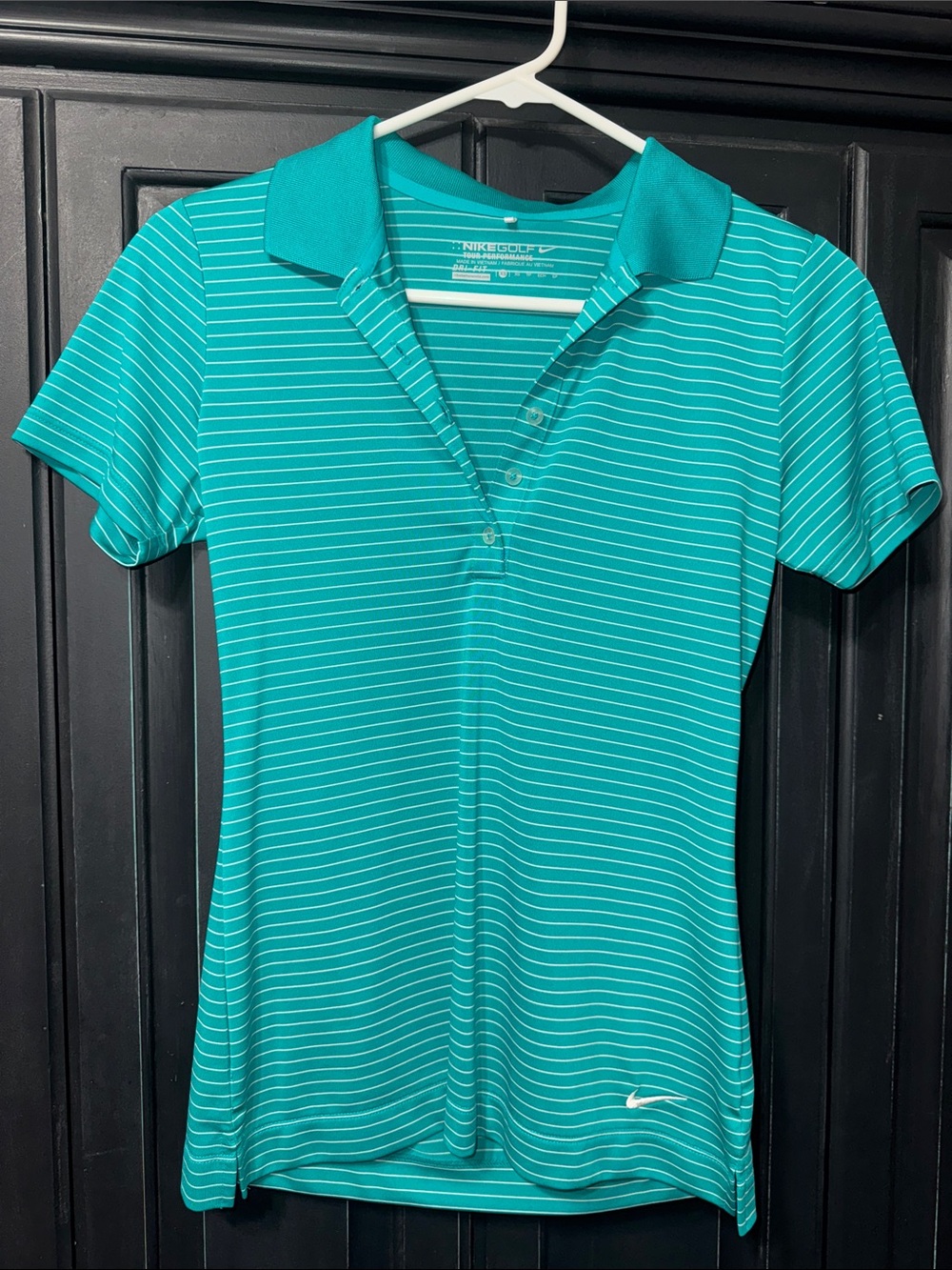 Nike Women's Teal Striped Golf Polo